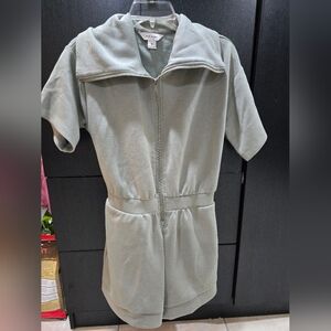 Stylish Grey-green Zip-Up Jumpsuit